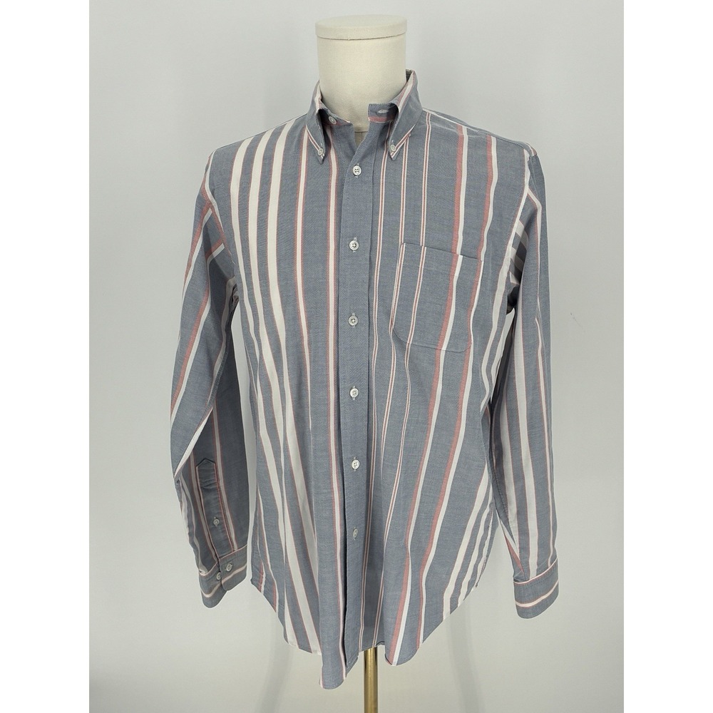 Brooks Brothers Oxford Shirt USA Blue Stripe OCBD Regent Button Down Red M 15.5